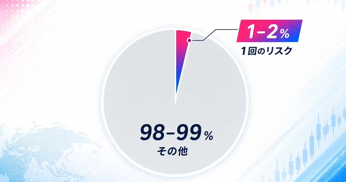 資金全体のうち1〜2%を1回のリスクとする円グラフ
