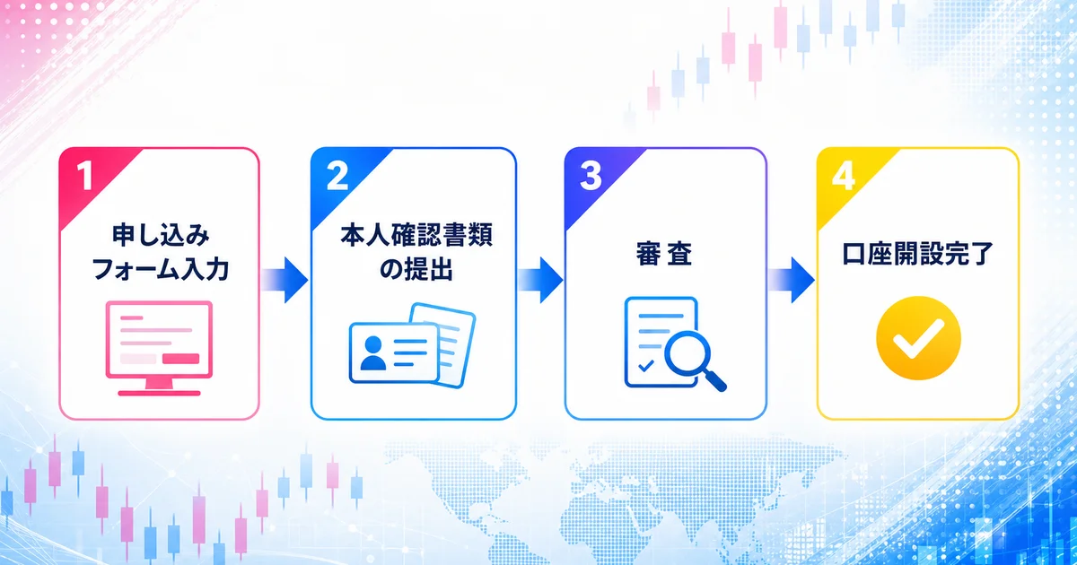 申し込みフォーム入力から口座開設完了までの4ステップ