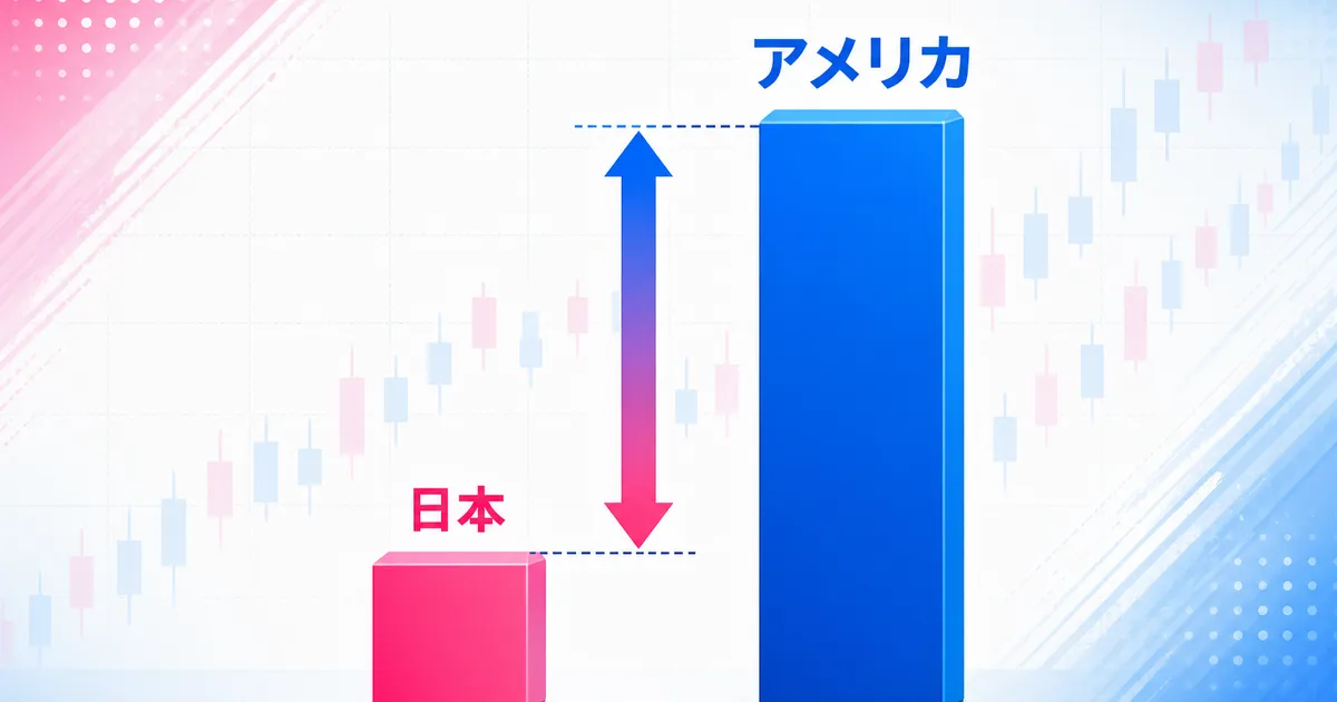 日本とアメリカの政策金利をバーで比較しその差を示す図